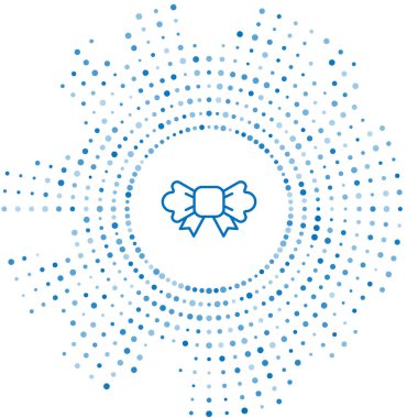 Mavi çizgi papyon simgesi beyaz arkaplanda izole edildi. Soyut çember rastgele noktalar. Vektör