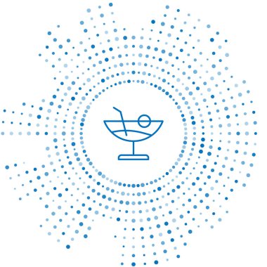 Mavi çizgi Kokteyl simgesi beyaz arkaplanda izole edildi. Soyut çember rastgele noktalar. Vektör