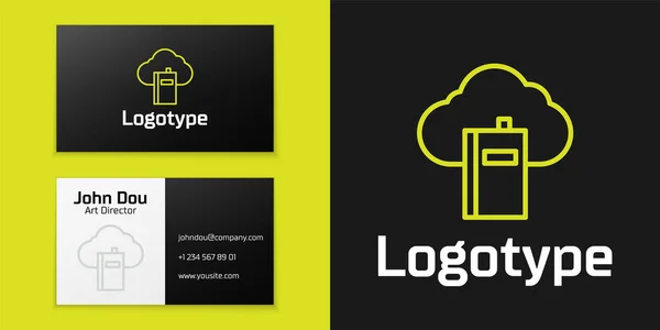 Logotype Line Cloud Icono Biblioteca Línea Aislado Sobre Fondo Negro — Vector de stock