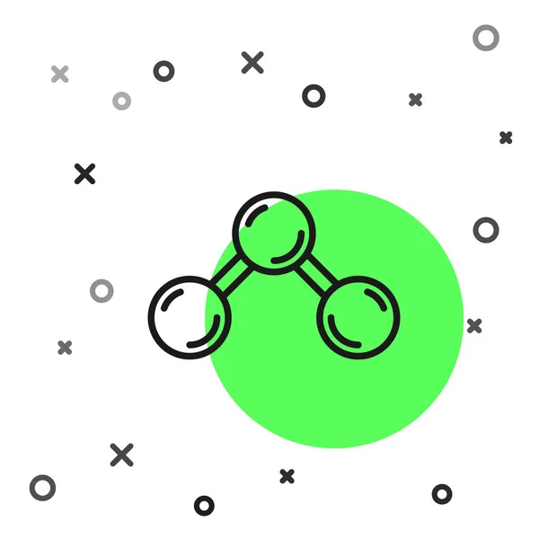 Icona Molecule Linea Nera Isolata Sfondo Bianco Struttura Delle Molecole — Vettoriale Stock