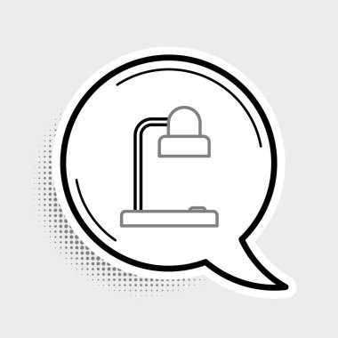 Çizgi masa lambası simgesi gri arkaplanda izole edildi. Ofis lambası. Renkli taslak konsepti. Vektör.