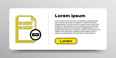 Eksi simgeye sahip çizgi belgesi beyaz arkaplanda izole edildi. Belgeyi temizle. Dosya belgesini sil. Bilgi dosyasını sil. Renkli taslak konsepti. Vektör.