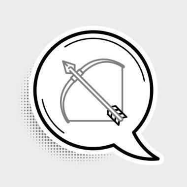 Gri arkaplanda ok ve yay simgesi izole edildi. Renkli taslak konsepti. Vektör.