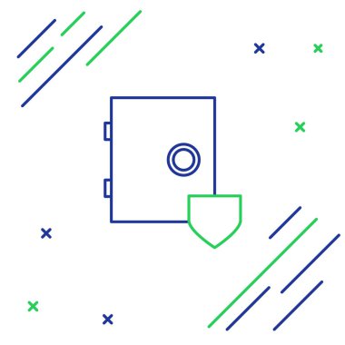 Beyaz arkaplanda izole edilmiş kalkan simgesi ile güvenli hat. Sigorta konsepti. Güvenlik, güvenlik, koruma, konsept koruma. Renkli taslak konsepti. Vektör.