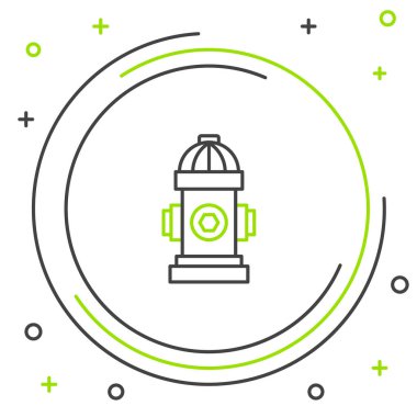 Beyaz arkaplanda izole edilmiş çizgi yangın musluğu simgesi. Renkli taslak konsepti. Vektör.