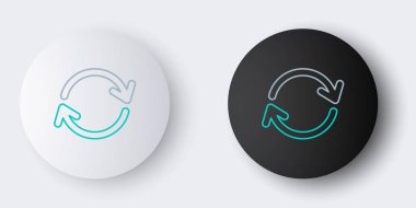 Çizgi Yenileme simgesi gri arkaplanda izole edildi. Sembolü yeniden yükle. Döndürme okları daire işareti şeklinde. Renkli taslak konsepti. Vektör.