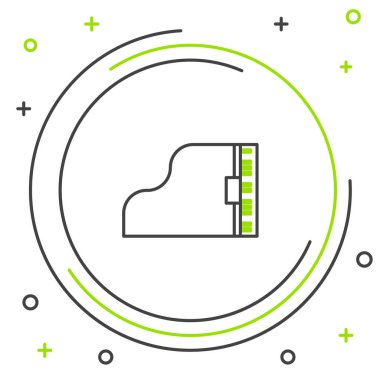 Beyaz arkaplanda Büyük Piyano simgesi izole edildi. Müzik aleti. Renkli taslak konsepti. Vektör.