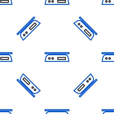 Çizgi Elektronik ölçeklendirme simgesi beyaz arkaplanda izole edilmiş pürüzsüz desen. Ağırlık ölçüm aletleri. Renkli taslak konsepti. Vektör.