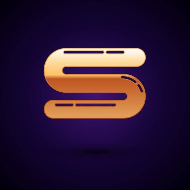 Koyu mavi arkaplanda izole edilmiş altın havlu simgesi. Vektör İllüstrasyonu.