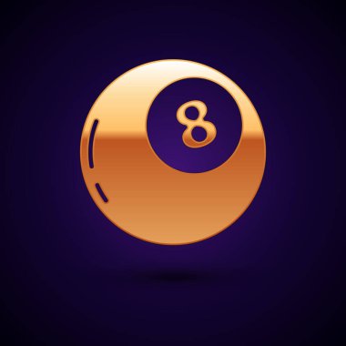 Karar verme ikonu için öngörülerin altın topu siyah arkaplanda izole edildi. Kristal küre. Vektör İllüstrasyonu.