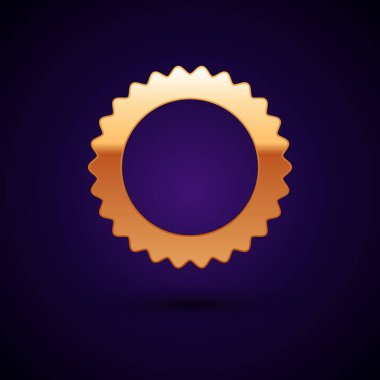 Siyah arkaplanda izole edilmiş Altın Güneş simgesi. Yaz sembolü. Güneşli bir gün. Vektör İllüstrasyonu.