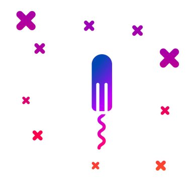 Renkli adet dönemi ve beyaz arka planda izole edilmiş hijyenik tampon ikonu. Kadın hijyen ürünleri. Kademeli rastgele dinamik şekiller. Vektör İllüstrasyonu.