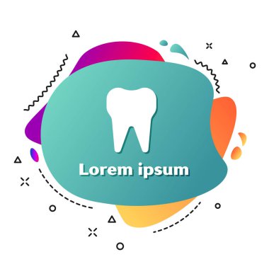 Beyaz Diş simgesi beyaz arkaplanda izole edildi. Diş hekimliği kliniği veya diş hekimliği merkezi ve diş macunu paketi için diş sembolü. Sıvı şekilli soyut pankart. Vektör İllüstrasyonu.