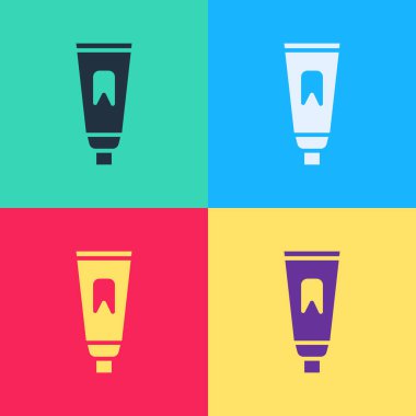 Arka planda izole edilmiş diş macunu ikonu tüpü. Vektör İllüstrasyonu.