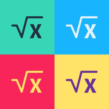 Pop Art Square kök x kabartma simgesi renk arkaplan izole. Matematiksel ifade. Vektör.