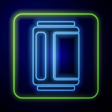 Parlayan neon biralar mavi arkaplanda izole edilebilir. Vektör.