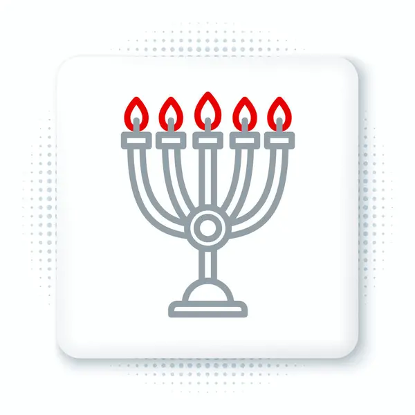 Línea Hanukkah Menorah Icono Aislado Sobre Fondo Blanco Hanukkah Símbolo — Vector de stock