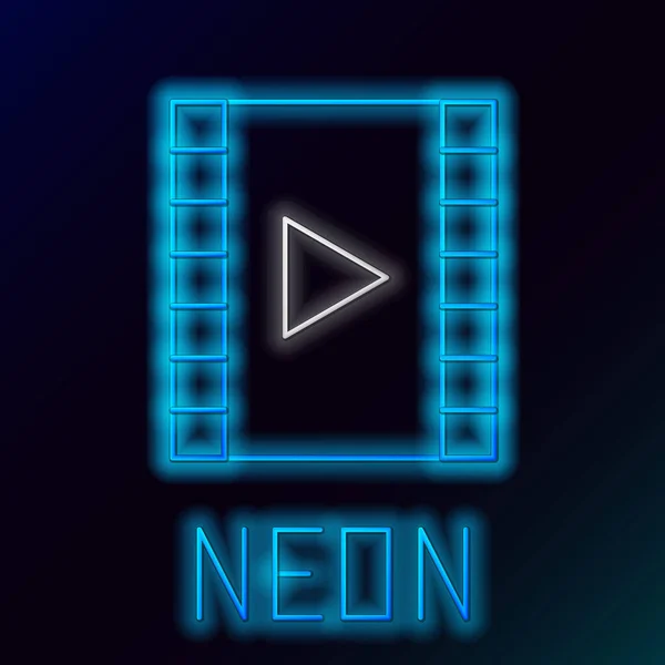 Leuchtende Neon Linie Play Video Symbol Isoliert Auf Schwarzem Hintergrund — Stockvektor