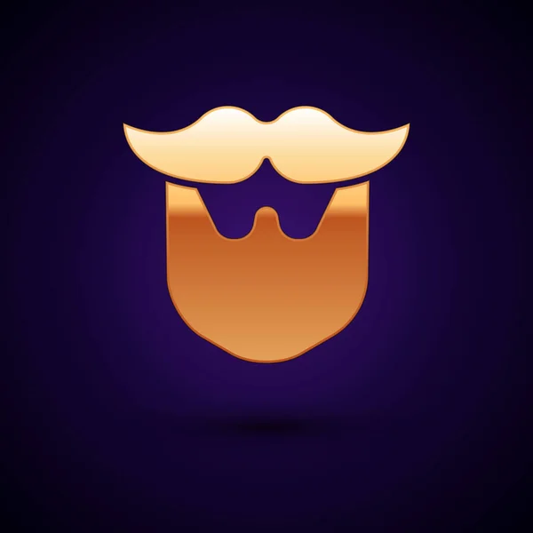 Moustache Icône Barbe Isolées Sur Fond Bleu Foncé Symbole Coiffeur — Image vectorielle