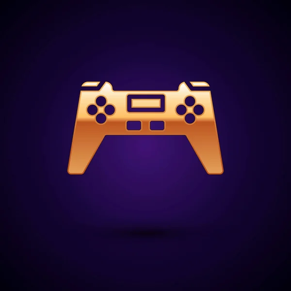 Icono Oro Gamepad Aislado Sobre Fondo Negro Controlador Juego Ilustración — Vector de stock