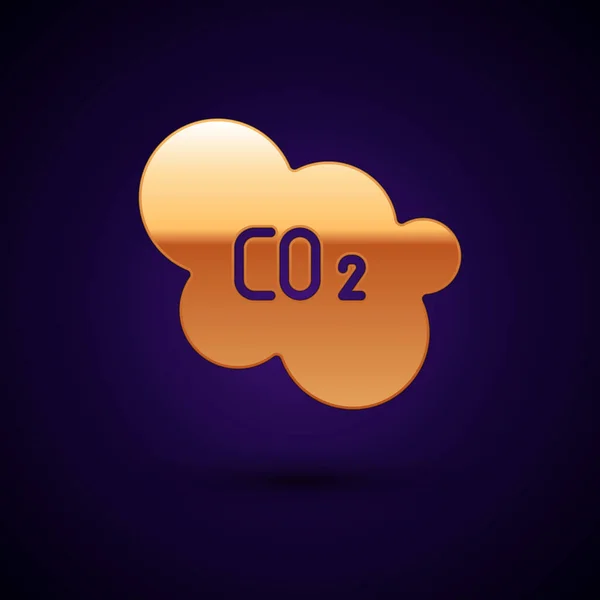 Arany Co2 Kibocsátás Felhő Ikon Elszigetelt Fekete Alapon Szén Dioxid — Stock Vector