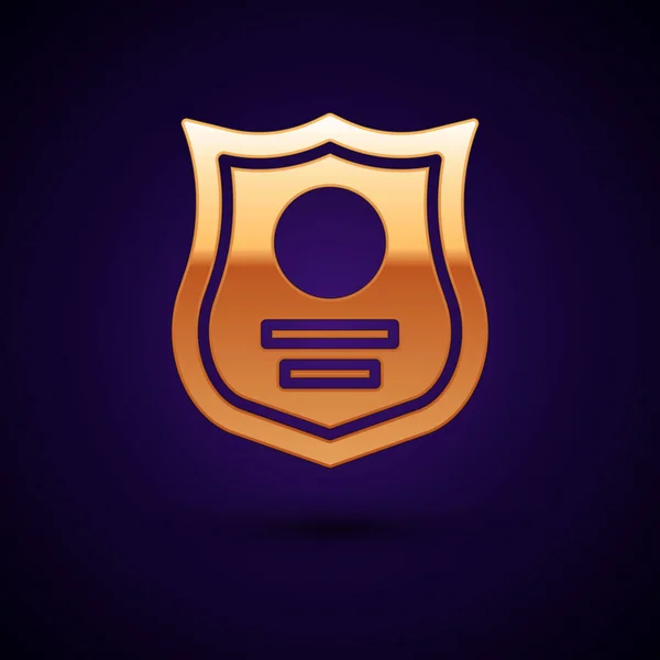 Gouden Politie Badge Pictogram Geïsoleerd Zwarte Achtergrond Sheriff Badge Teken — Stockvector