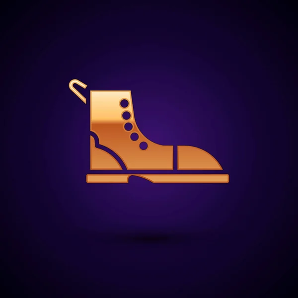 Ikona Gold Hiking Boot Izolované Černém Pozadí Vektorová Ilustrace — Stockový vektor