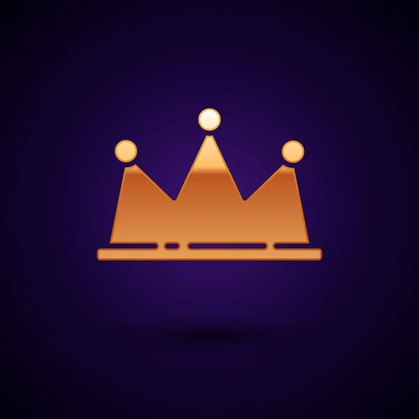 Gold Crown Symbol Isoliert Auf Schwarzem Hintergrund Vektorillustration — Stockvektor