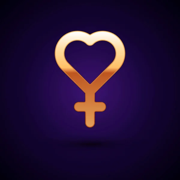 Goldenes Weibliches Gender Symbol Isoliert Auf Schwarzem Hintergrund Venus Symbol — Stockvektor