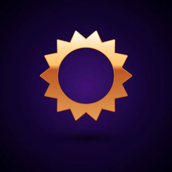 Icono Gold Sun Aislado Sobre Fondo Negro Símbolo Verano Buen — Vector de stock