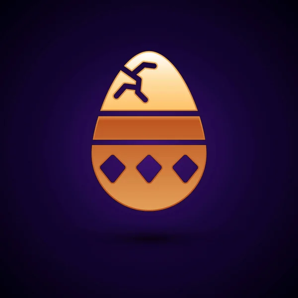Золотой Треснутый Символ Яйца Изолирован Черном Фоне Счастливой Пасхи Векторная — стоковый вектор