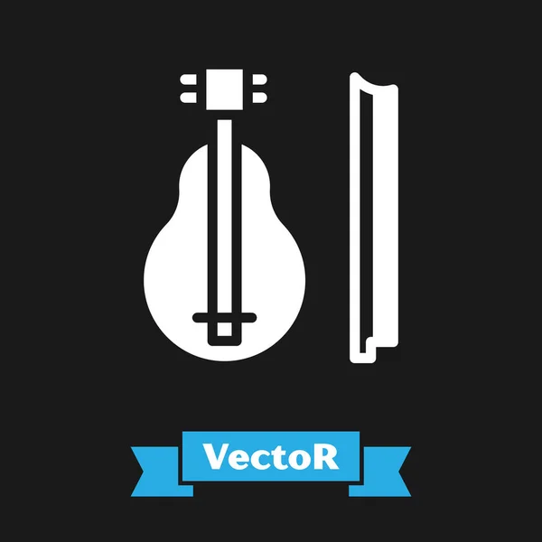 Icono Violín Blanco Aislado Sobre Fondo Negro Instrumento Musical Vector — Vector de stock