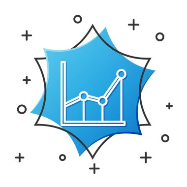 Beyaz çizgi Sigma sembolü simgesi beyaz arkaplanda izole edildi. Mavi altıgen düğmesi. Vektör İllüstrasyonu.