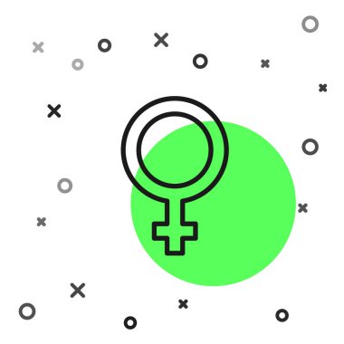 Beyaz arka planda siyah çizgi kadın cinsiyet simgesi izole edildi. Venüs sembolü. Bir kadın ya da organizmanın sembolü. Vektör.