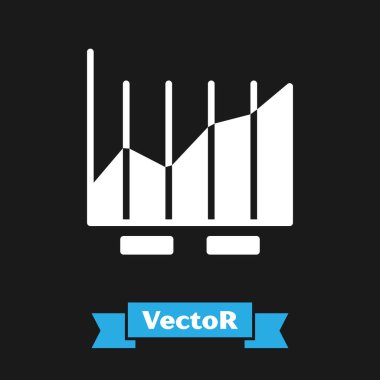 Siyah arkaplanda beyaz pasta grafiği ikonu izole edildi. Diyagram çizelgesi. Vektör İllüstrasyonu.