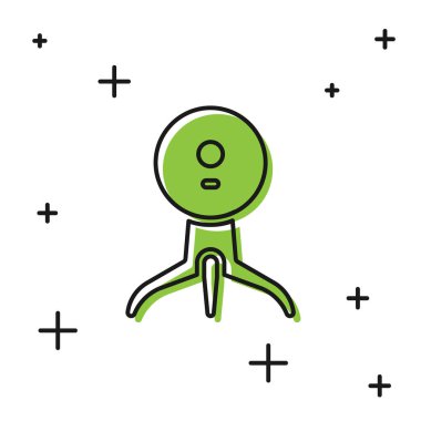 Beyaz arka planda yalıtılmış siyah Web kamera simgesi. Sohbet kamerası. Web kamerası simgesi. Vektör İllüstrasyonu.