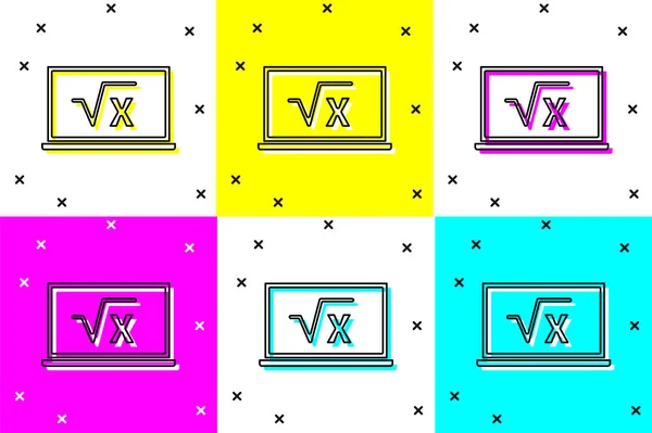 Setzen Sie Quadratwurzel Glyphe Auf Tafelsymbol Isoliert Auf Farbigem Hintergrund — Stockvektor