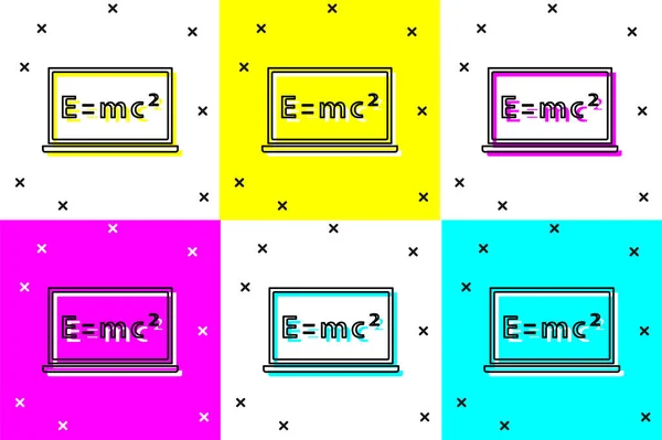 Establecer Sistema Matemáticas Solución Ecuación Icono Pizarra Aislado Fondo Color — Vector de stock