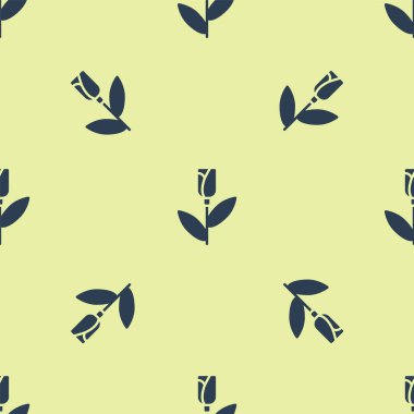 Mavi Çiçek ikonu sarı arkaplanda izole edilmiş pürüzsüz desen. Vektör.