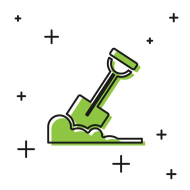 Beyaz arkaplanda siyah kürek izole edilmiş. Bahçe aletleri. Bahçecilik, tarım, çiftçilik aleti. Vektör.