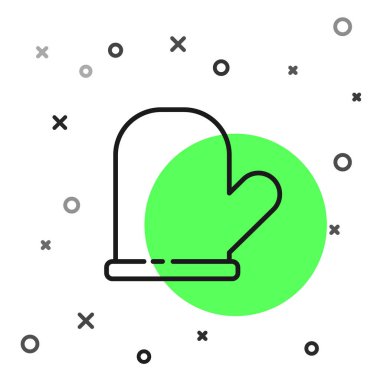 Siyah çizgili fırın ikonu beyaz arkaplanda izole edilmiş. Mutfak tutacağı işareti. Yemek eldiveni. Vektör.