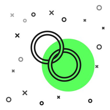 Siyah çizgi alyans simgesi beyaz arkaplanda izole edildi. Gelin ve damat mücevher tabelası. Evlilik sembolü. Elmas yüzük. Vektör.