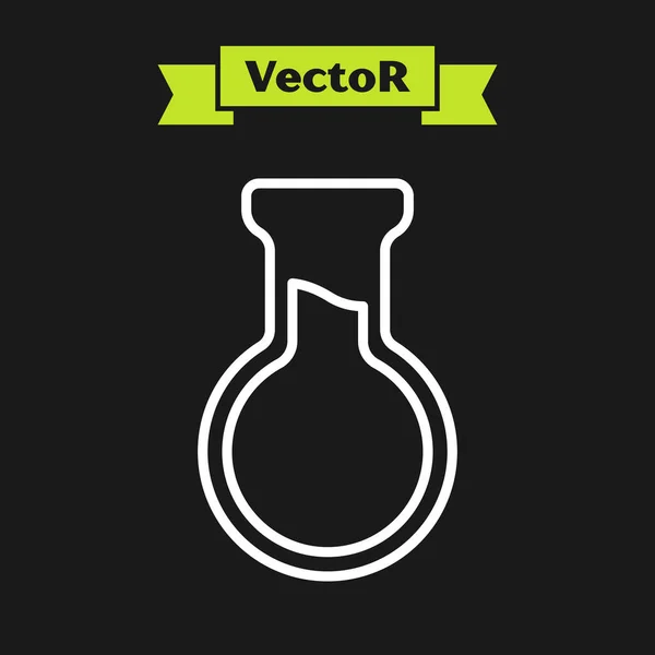 Weiße Linie Reagenzglas Und Kolbensymbol Isoliert Auf Schwarzem Hintergrund Chemische — Stockvektor
