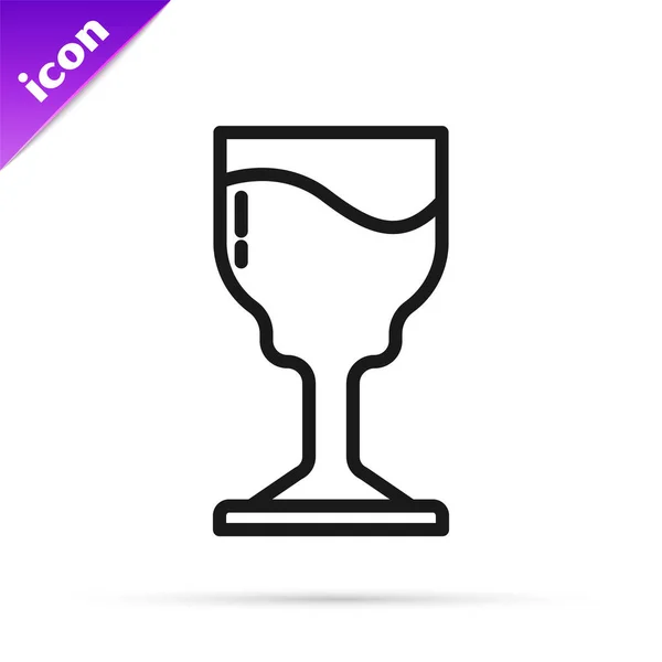 Black Line Wine Glass Icon Isolated White Background Wineglass Icon — Stock Vector