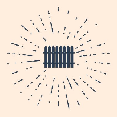 Siyah Çit ahşap simgesi bej arka planda izole edilmiş. Bahçe çiti işareti. Soyut çember rastgele noktalar. Vektör İllüstrasyonu.