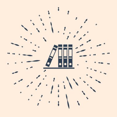 Kağıtları ve evrakları olan Siyah Ofis dosyaları bej arka planda izole edilmiş. Dosya arşivleme işareti. Soyut çember rastgele noktalar. Vektör İllüstrasyonu.