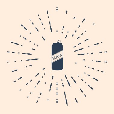 Siyah Soda kutusu simgesi bej arka planda izole edildi. Soyut çember rastgele noktalar. Vektör İllüstrasyonu.