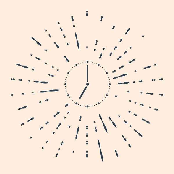 ベージュ地に隔離されたブラッククロックアイコン 時間の象徴だ 抽象円のランダムなドット ベクターイラスト — ストックベクタ