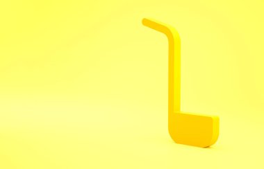 Yellow Kitchen ladle icon isolated on yellow background. Cooking utensil. Cutlery spoon sign. Minimalism concept. 3d illustration 3D render.