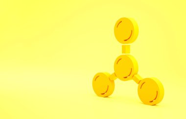 Sarı Molekül simgesi sarı arkaplanda izole edildi. Kimya moleküllerinin yapısı, fen öğretmenlerinin yenilikçi eğitim posteri. Minimalizm kavramı. 3d illüstrasyon 3B canlandırma.